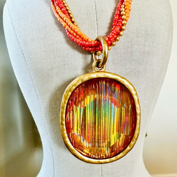 Vintage Dichroic Large pendant necklace - Picture 6 of 14